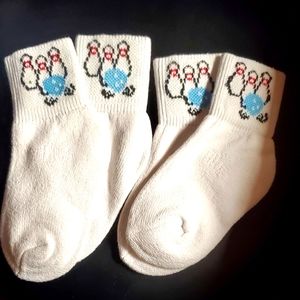 Bundle of Two Pair Youth Girls Bowling Socks Size 13-1 New